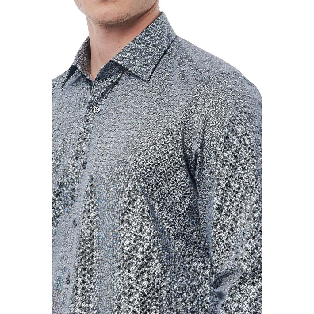 Men Cotton Long Sleeves Regular Fit Dress Shirt – Breathable - Blue -Guocali