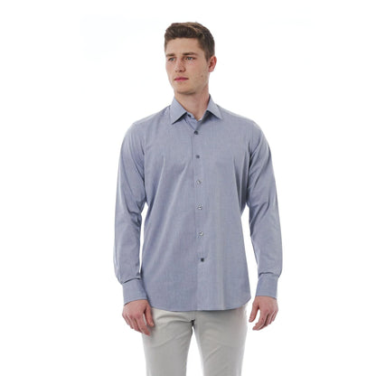 Men Cotton Long Sleeves Regular Fit Dress Shirt – Breathable - Blue -Guocali