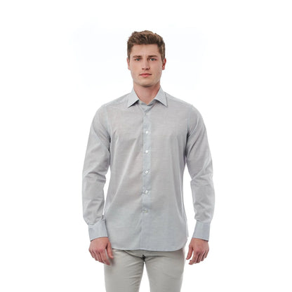 Men Cotton Long Sleeves Regular Fit Dress Shirt – Breathable - Gray, White -Guocali