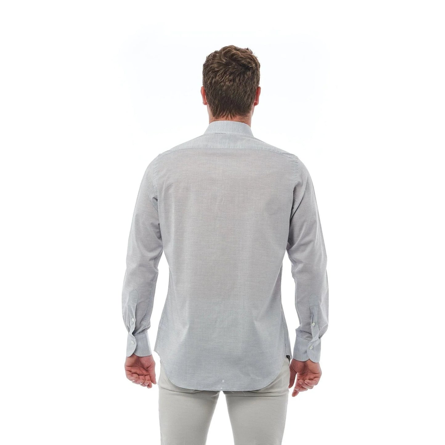 Men Cotton Long Sleeves Regular Fit Dress Shirt – Breathable - Gray, White -Guocali