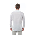 Men Cotton Long Sleeves Regular Fit Point Collar Dress Shirt – Breathable - White -Guocali