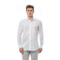 Men Cotton Long Sleeves Regular Fit Point Collar Dress Shirt – Breathable - White -Guocali
