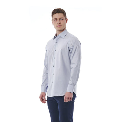 Men Cotton Long Sleeves Slim Fit Dress Shirt – Breathable - Blue -Guocali