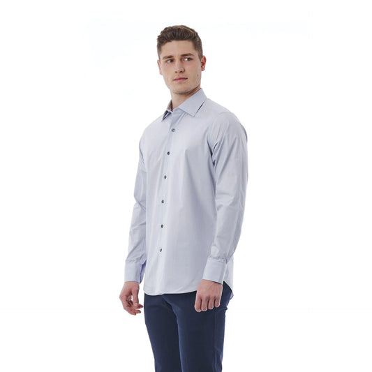 Men Cotton Long Sleeves Slim Fit Dress Shirt – Breathable - Blue -Guocali