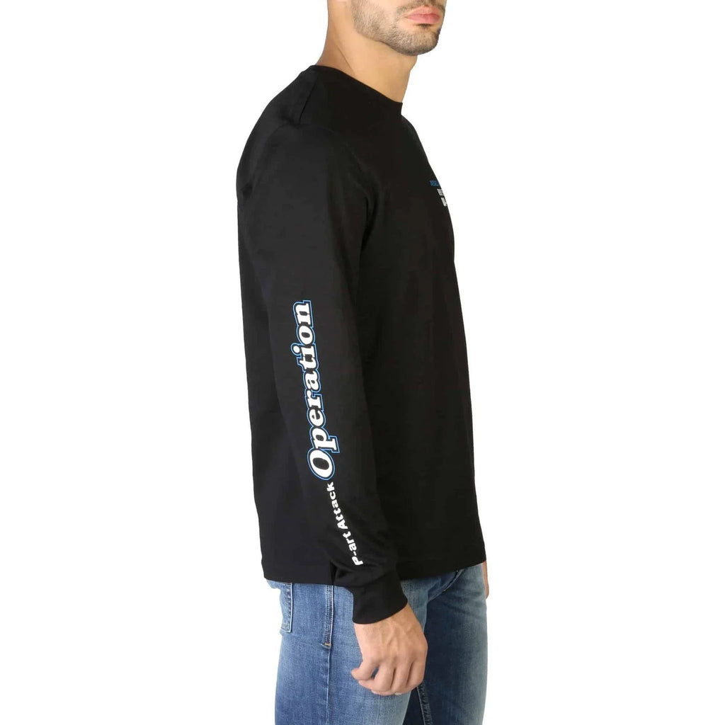 Men Crew-Neck Long-Sleeves T-Shirt – Breathable - Black -Guocali