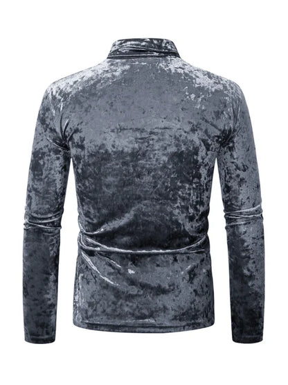 Men Crew-Neck Long-Sleeves T-Shirt – Stretchable - Red -Guocali