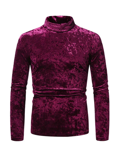 Men Crew-Neck Long-Sleeves T-Shirt – Stretchable - Red -Guocali