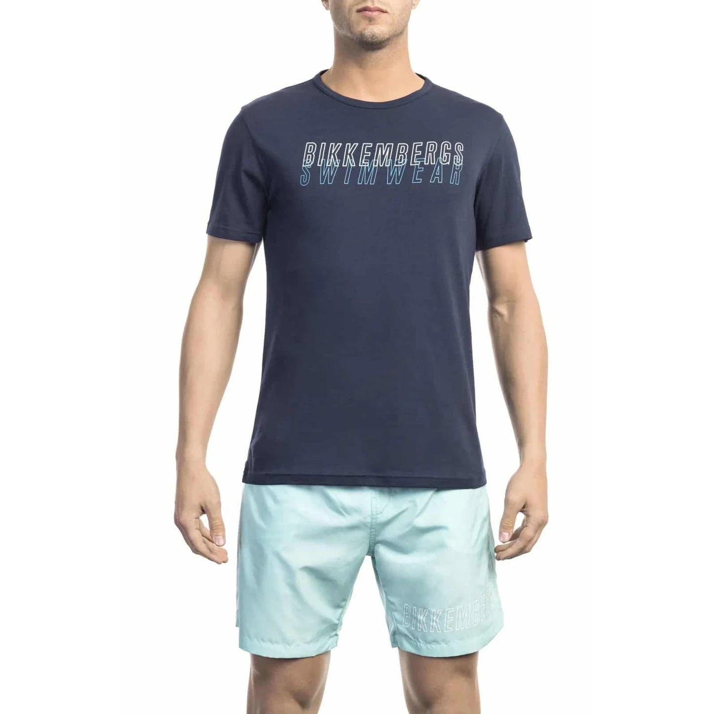 Men Crew-Neck Short-Sleeves T-Shirt – Breathable - Navy -Guocali