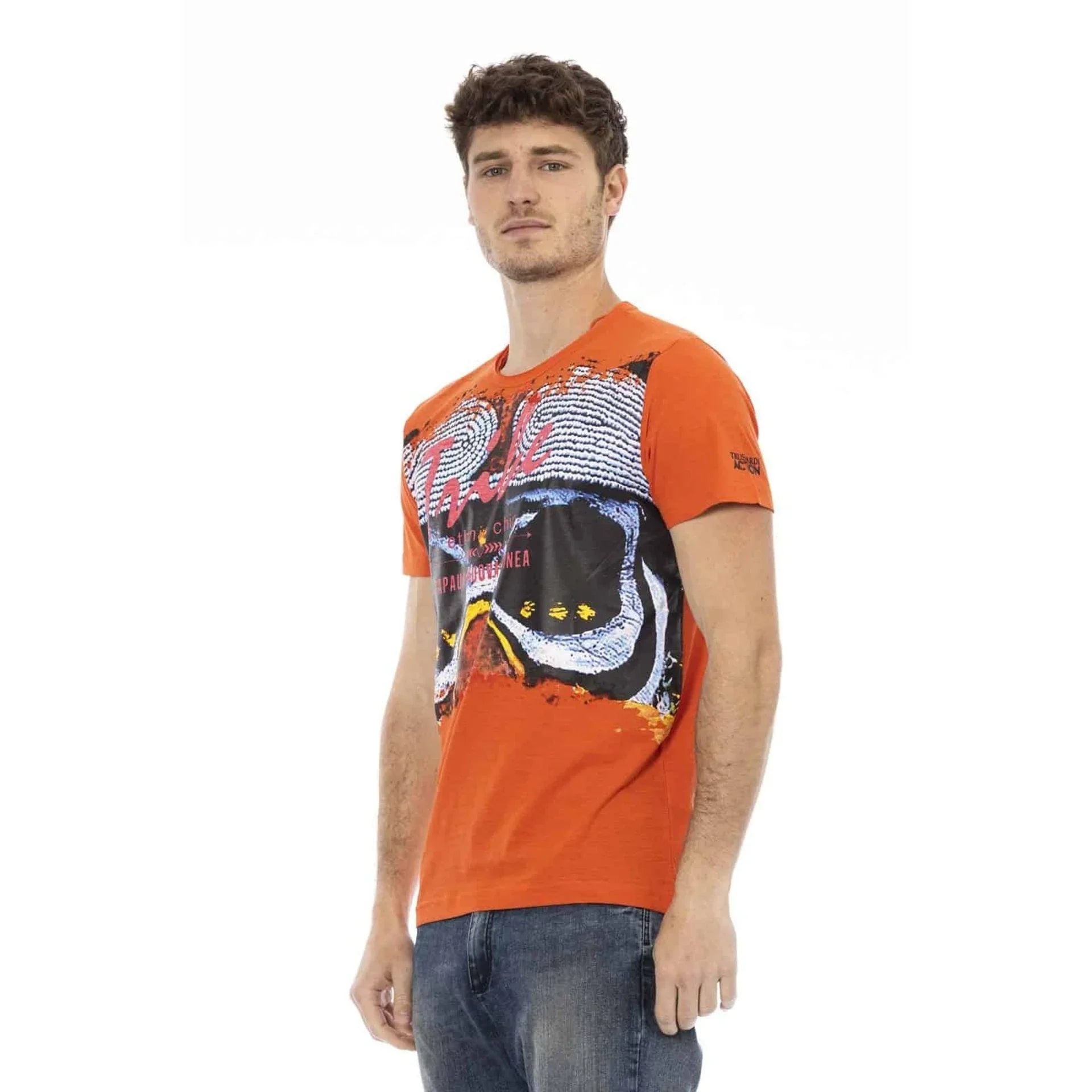 Men Crew-Neck Short-Sleeves T-Shirt – Breathable - Orange -Guocali