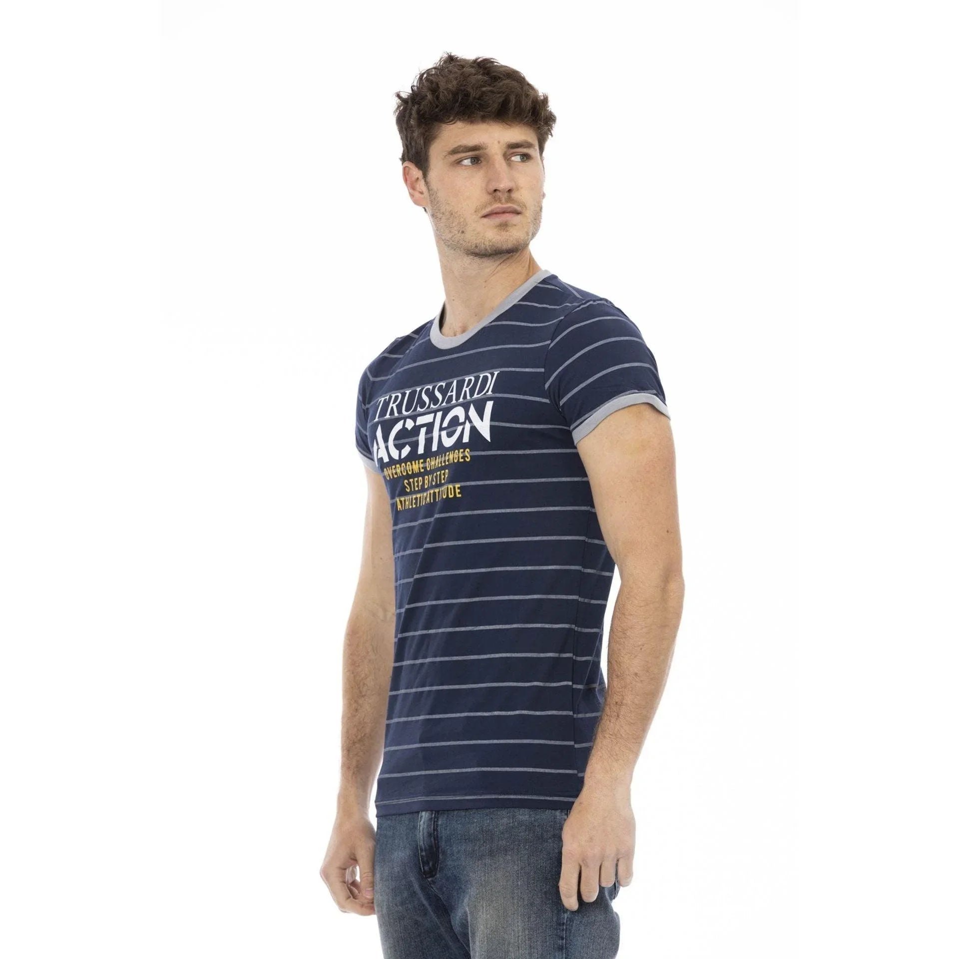 Men Crew-Neck Short-Sleeves T-Shirt – Lightweight - Navy -Guocali