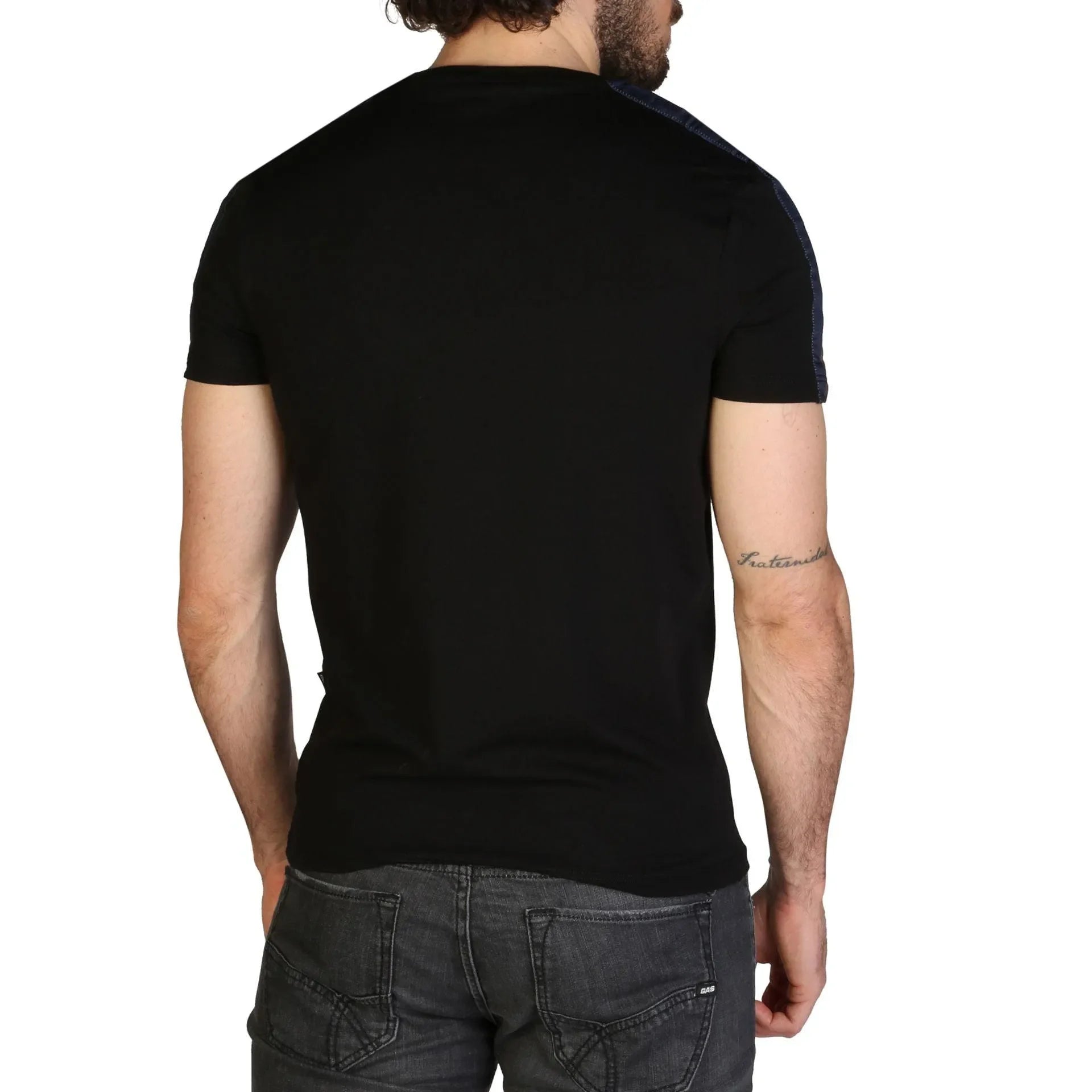 Men Crew-Neck Short-Sleeves T-Shirt – Stretchable - Black -Guocali
