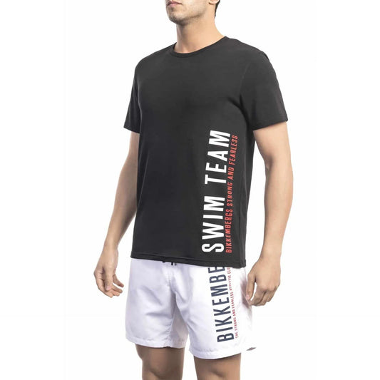 Men Crew-Neck Short-Sleeves T-Shirt – Stretchable - Black -Guocali