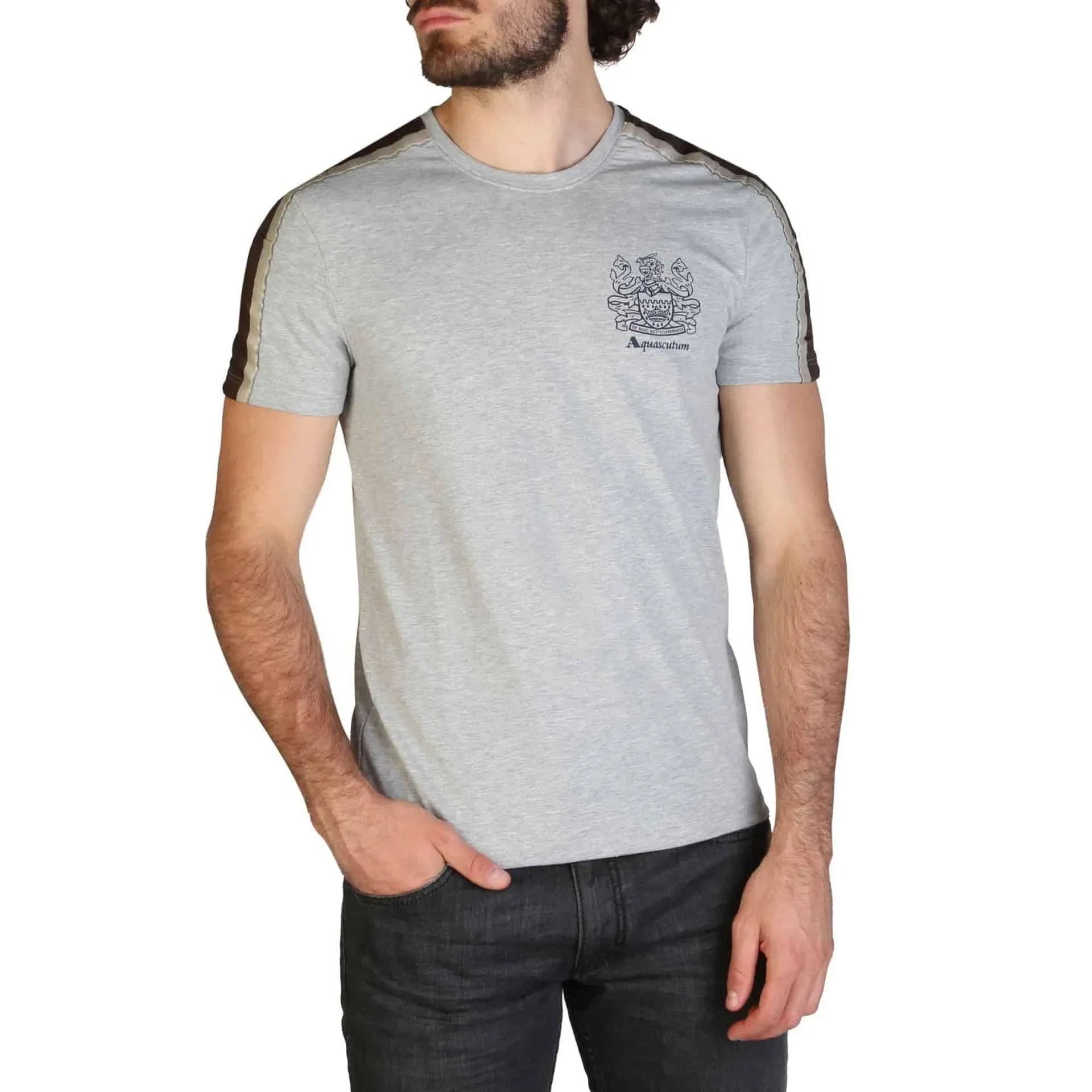Men Crew-Neck Short-Sleeves T-Shirt – Stretchable - Gray -Guocali