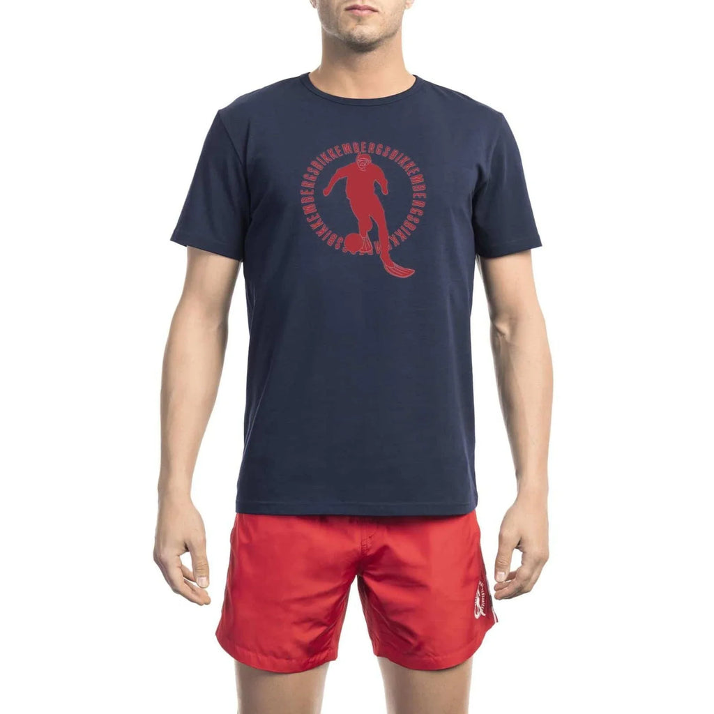 Men Crew-Neck Short-Sleeves T-Shirt – Stretchable - Navy -Guocali