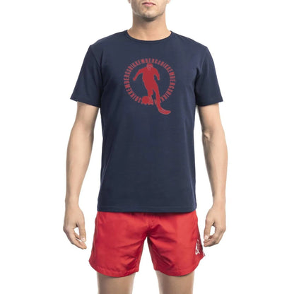 Men Crew-Neck Short-Sleeves T-Shirt – Stretchable - Navy -Guocali