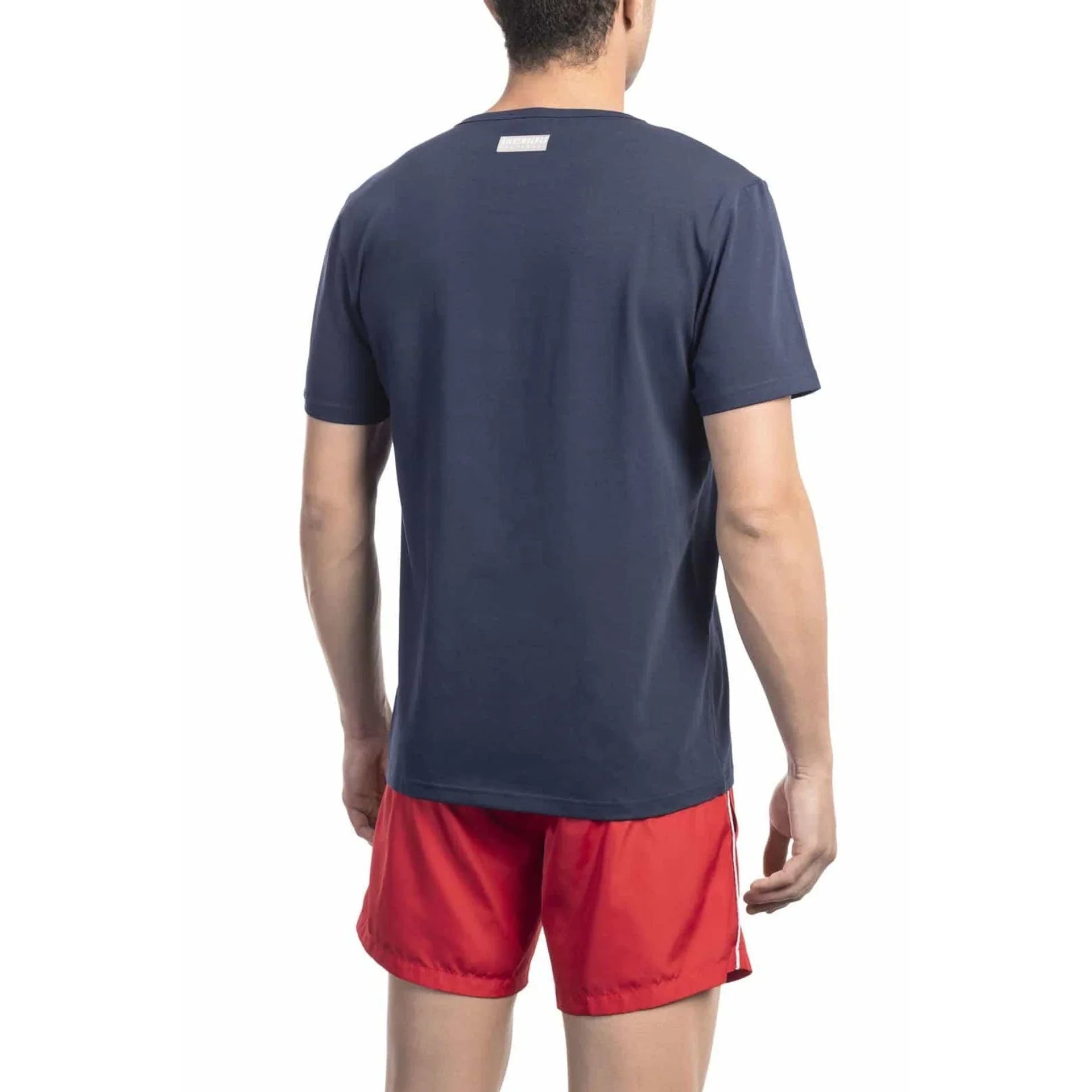 Men Crew-Neck Short-Sleeves T-Shirt – Stretchable - Navy -Guocali