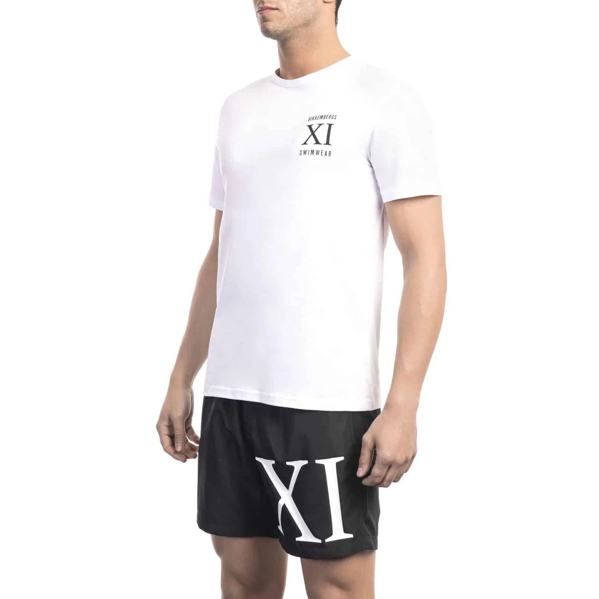 Men Crew-Neck Short-Sleeves T-Shirt – Stretchable - White -Guocali