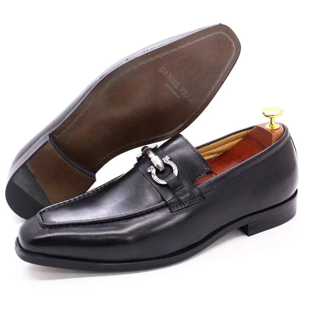 Men Horse Bit Dress Loafers - Slip-On Formal Dress Shoes