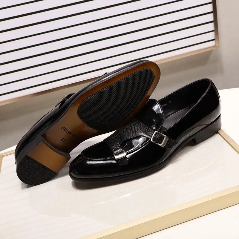 men loafers - patent leather, leather, rubber