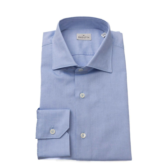 Men Long Sleeves Cotton Dress Shirt – Breathable - Blue -Guocali