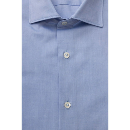 Men Long Sleeves Cotton Dress Shirt – Breathable - Blue -Guocali