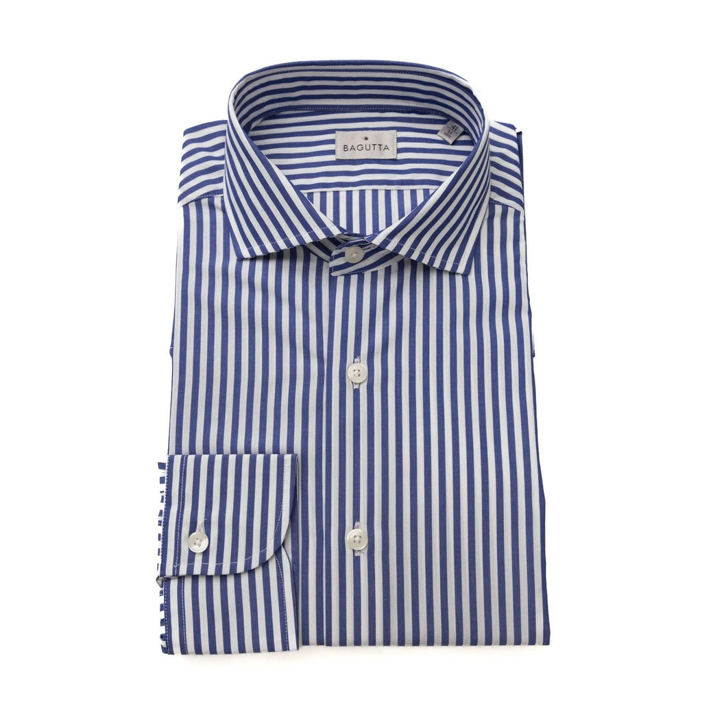 Men Long Sleeves Cotton Dress Shirt – Breathable - Blue, White -Guocali