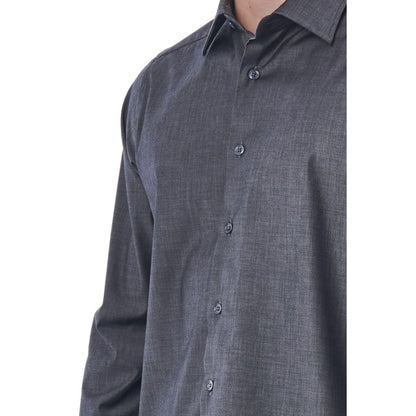 Men Long Sleeves Cotton Dress Shirt – Stretchable - Gray -Guocali