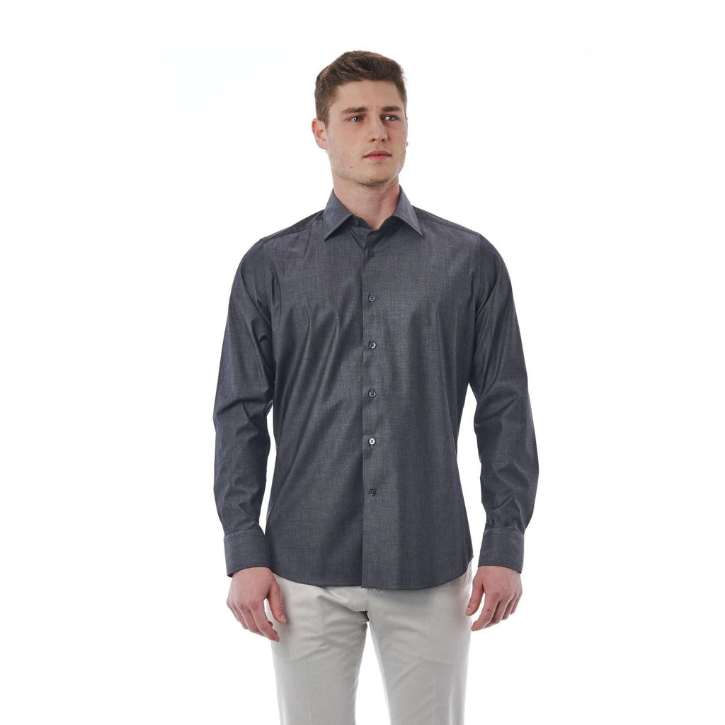 Men Long Sleeves Cotton Dress Shirt – Stretchable - Gray -Guocali