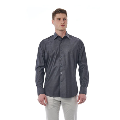 Men Long Sleeves Cotton Dress Shirt – Stretchable - Gray -Guocali
