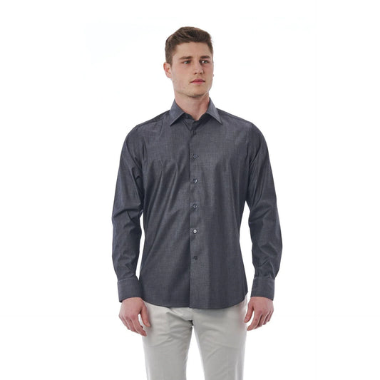 Men Long Sleeves Cotton Dress Shirt – Stretchable - Gray -Guocali