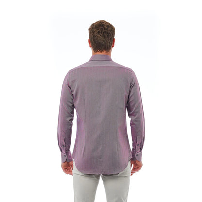 Men Long Sleeves Cotton Slim Fit Dress Shirt – Breathable - Purple, Gray -Guocali