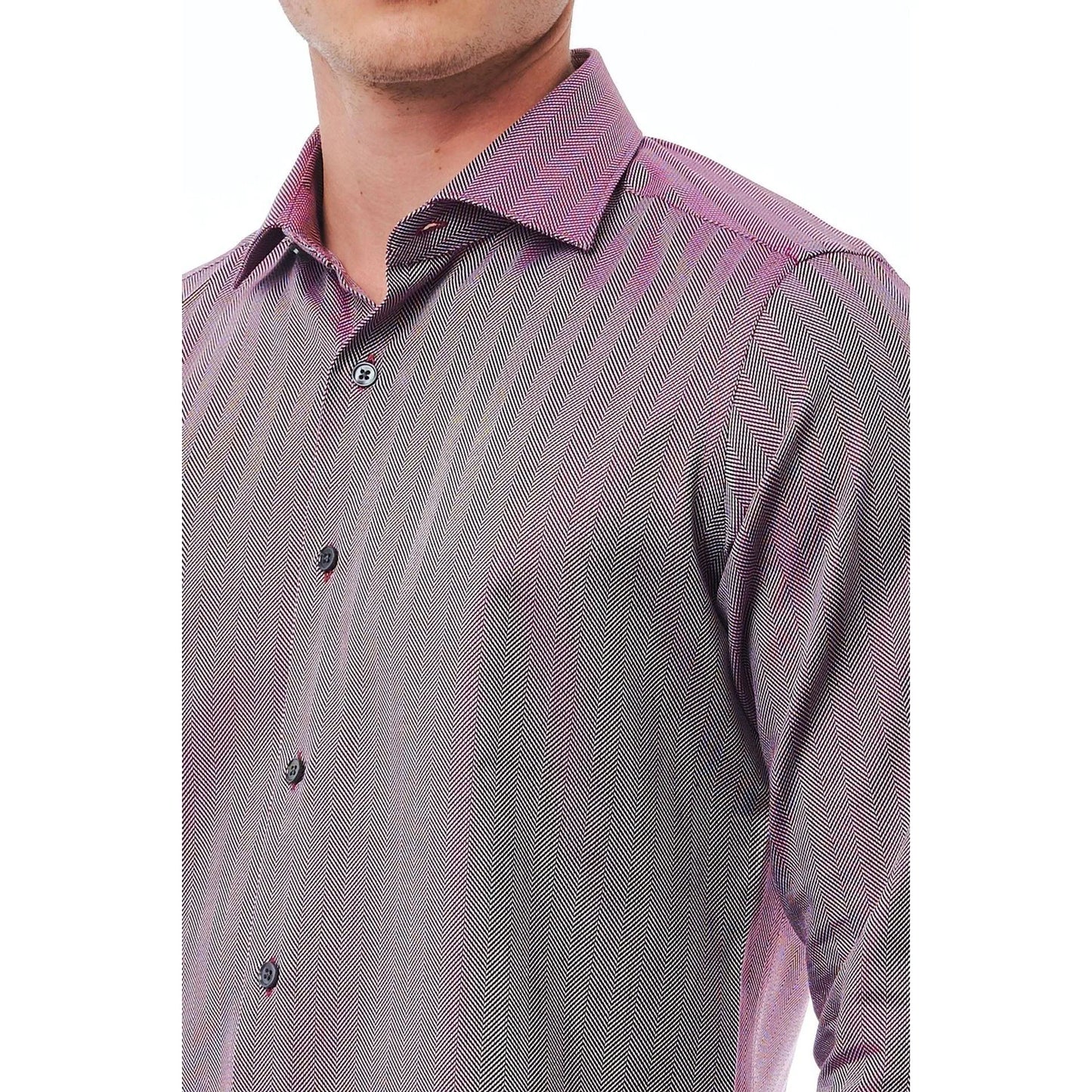 Men Long Sleeves Cotton Slim Fit Dress Shirt – Breathable - Purple, Gray -Guocali
