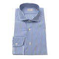 Men Long Sleeves Cotton Striped Dress Shirt – Breathable - Blue, White -Guocali