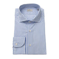 Men Long Sleeves Cotton Striped Dress Shirt – Breathable - Blue, White -Guocali
