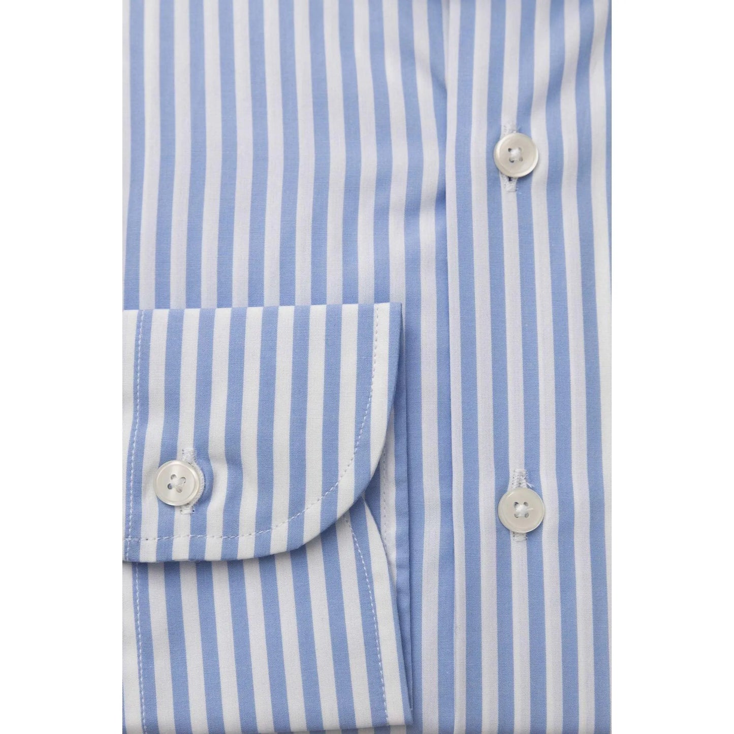 Men Long Sleeves Cotton Striped Dress Shirt – Breathable - Blue, White -Guocali