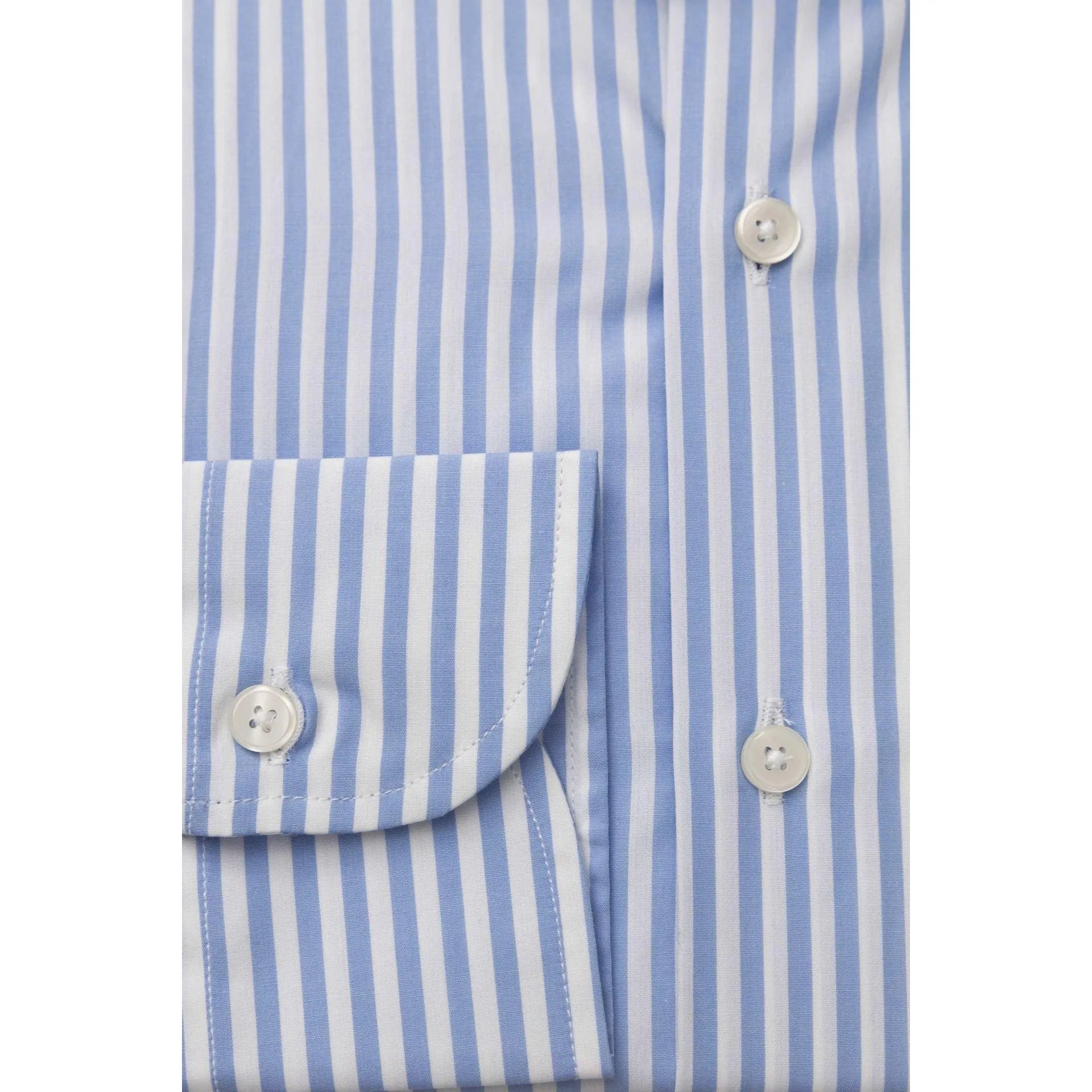 Men Long Sleeves Cotton Striped Dress Shirt – Breathable - Blue, White -Guocali