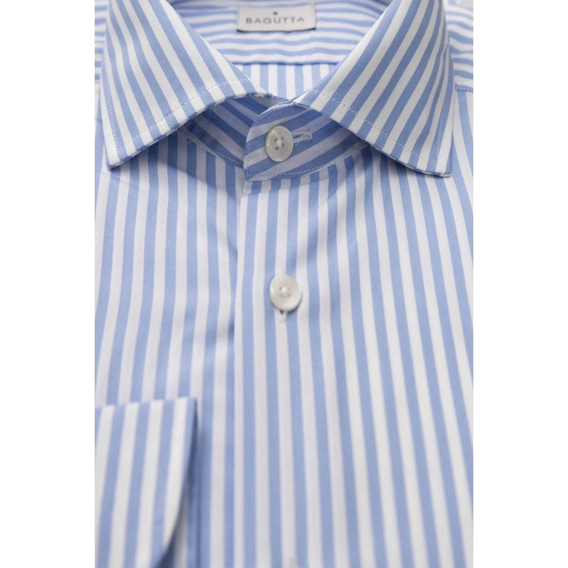 Men Long Sleeves Cotton Striped Dress Shirt – Breathable, White