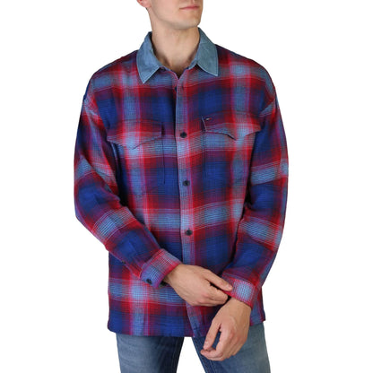 Men Long Sleeves Plaid Casual Shirt – Breathable - Red, Blue, White -Guocali