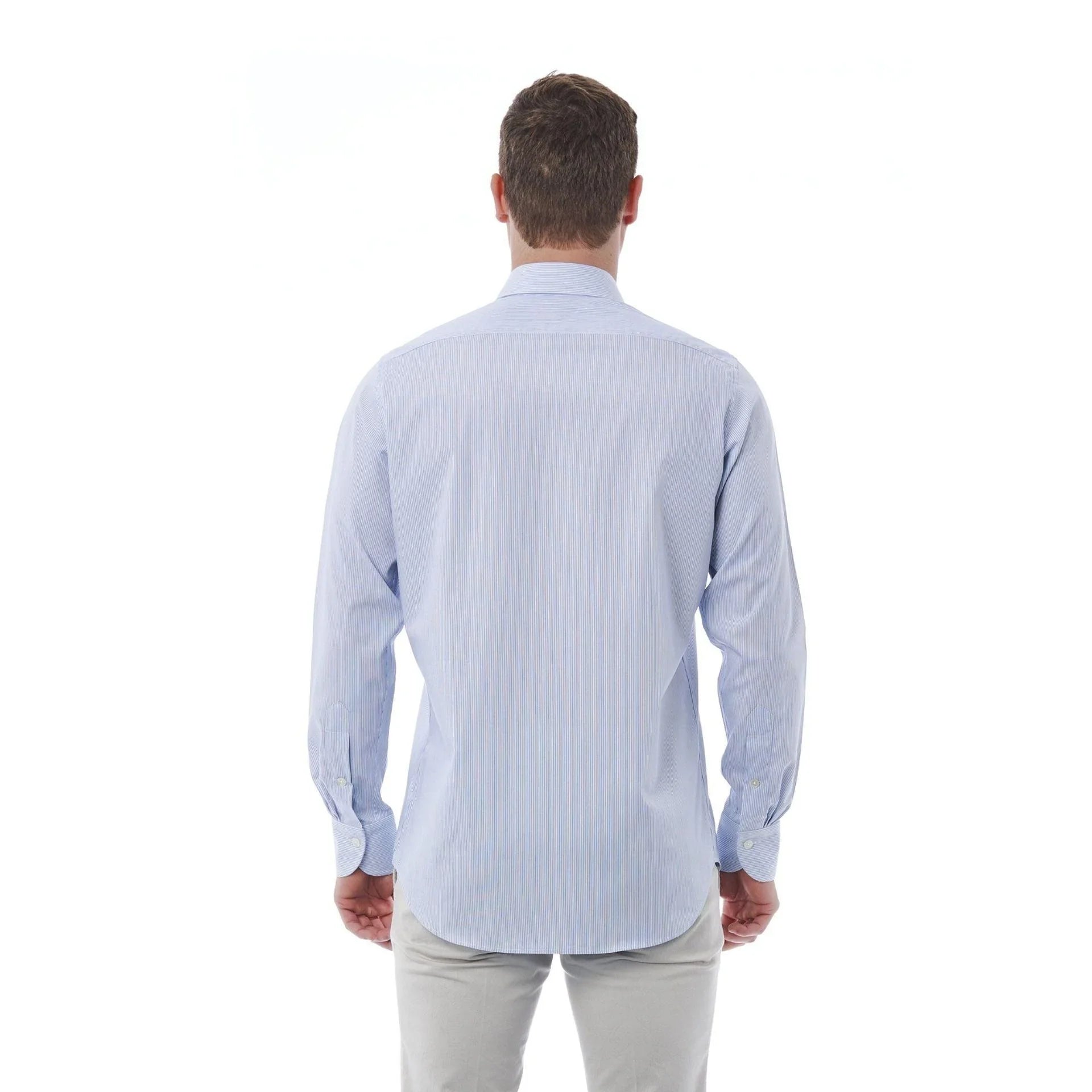 Men Long Sleeves Regular Fit Cotton Dress Shirt – Breathable - Blue -Guocali