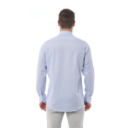 Men Long Sleeves Regular Fit Cotton Dress Shirt – Breathable - Blue -Guocali