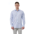 Men Long Sleeves Regular Fit Cotton Dress Shirt – Breathable - Blue -Guocali