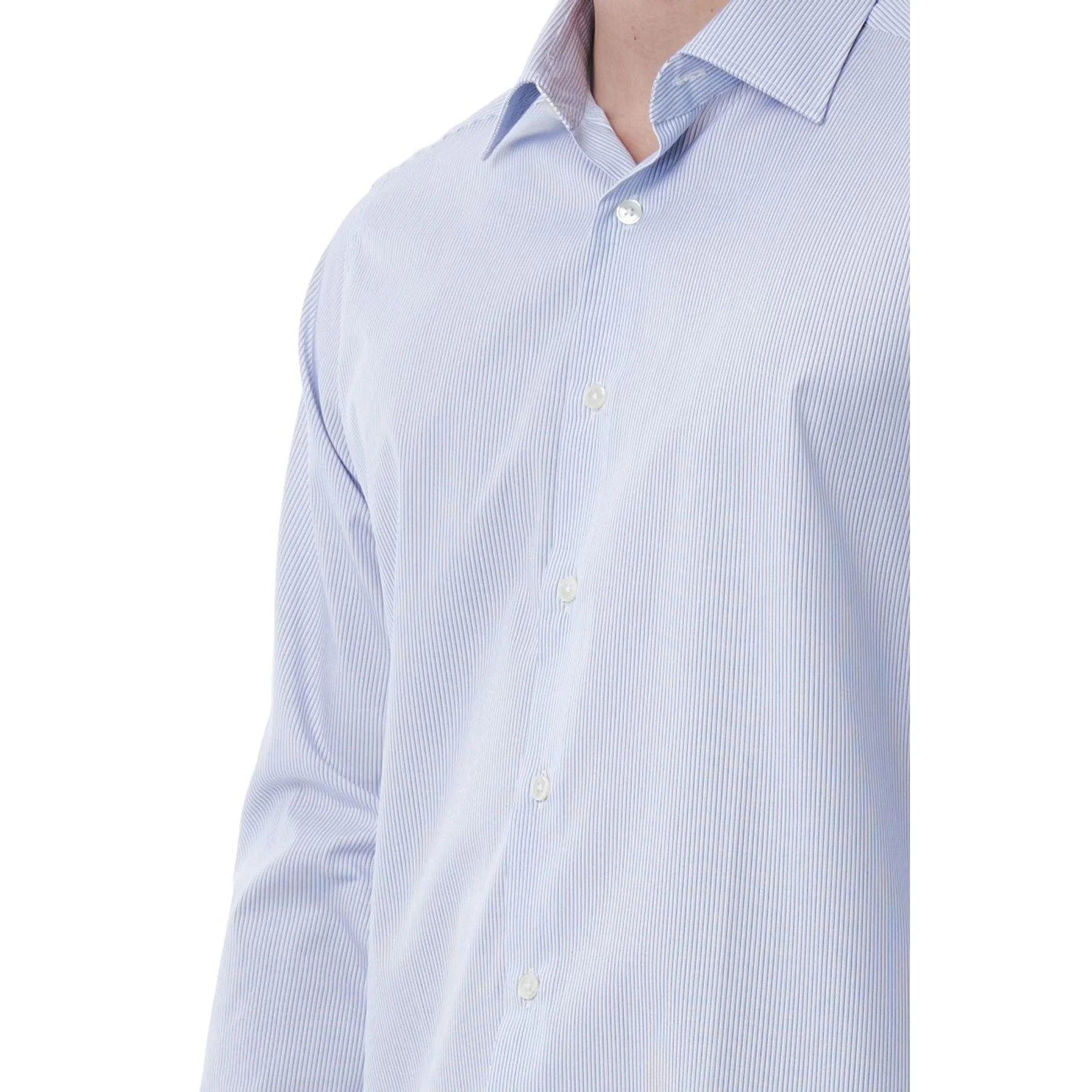 Men Long Sleeves Regular Fit Cotton Dress Shirt – Breathable - Blue -Guocali