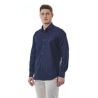 Men Long Sleeves Regular Fit Cotton Dress Shirt – Breathable - Navy, Blue -Guocali