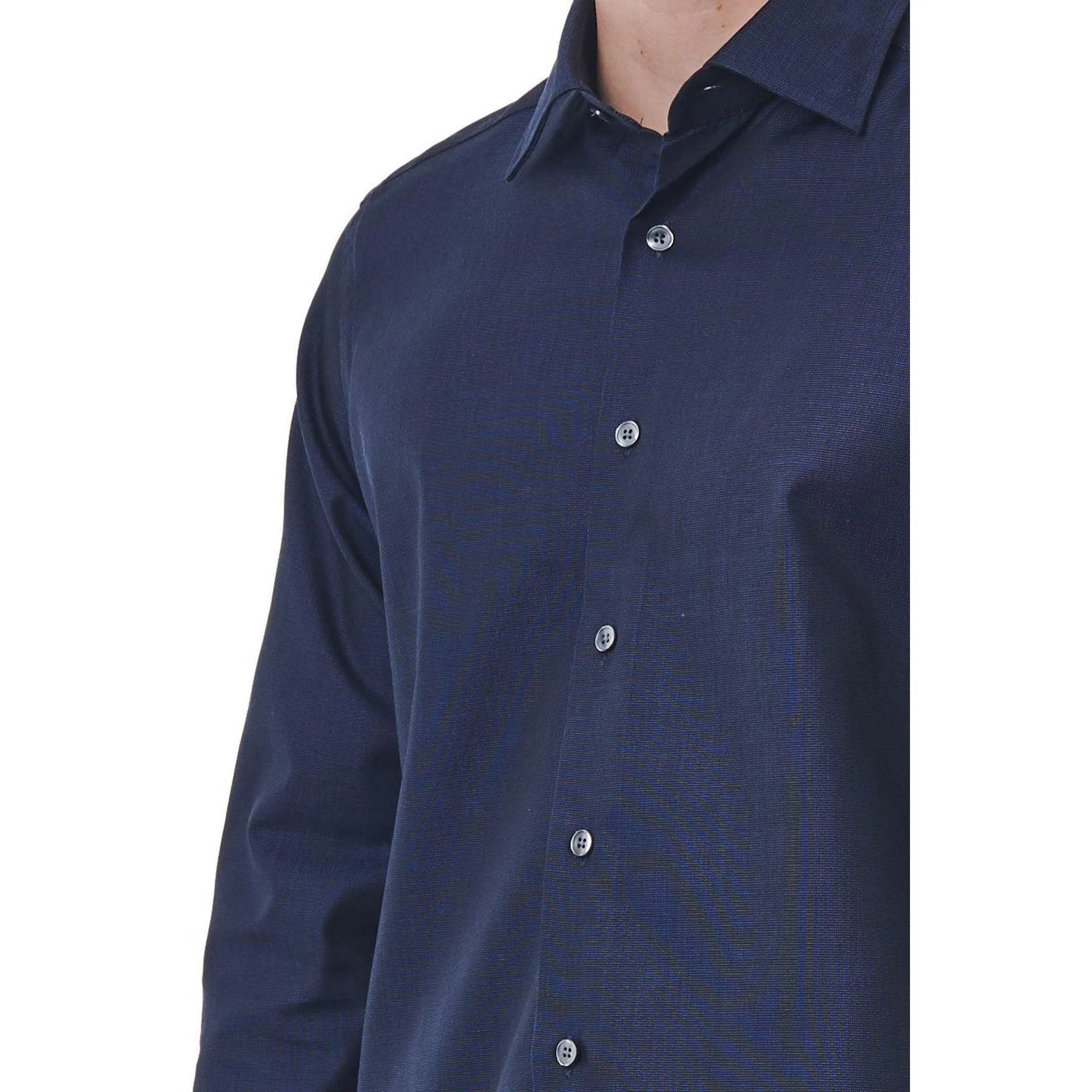 Men Long Sleeves Regular Fit Cotton Dress Shirt – Breathable - Navy, Blue -Guocali