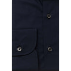Men Long Sleeves Slim Fit Cotton Dress Shirt – Stretchable - Navy, Blue -Guocali