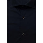 Men Long Sleeves Slim Fit Cotton Dress Shirt – Stretchable - Navy, Blue -Guocali