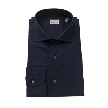 Men Long Sleeves Slim Fit Cotton Dress Shirt – Stretchable - Navy, Blue -Guocali