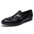 men monk strap shoes - patent leather, leather, rubber