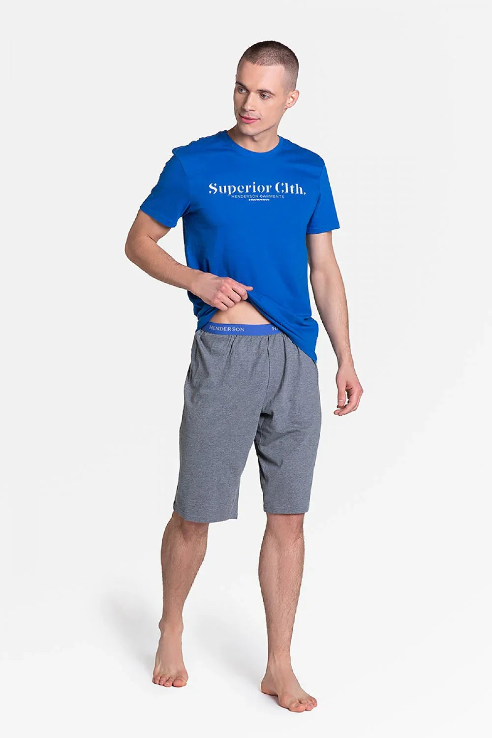 Men Pajama Shorts Set –Breathable Logo, Solid - Black -Guocali