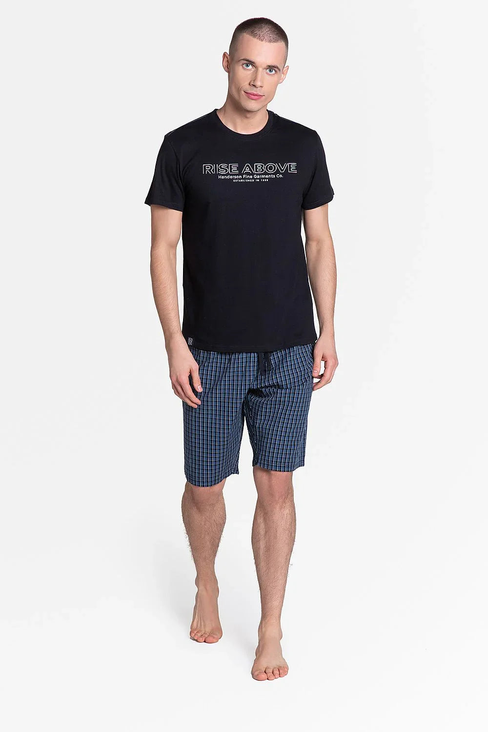 Men Pajama Shorts Set –Breathable Solid - Black -Guocali